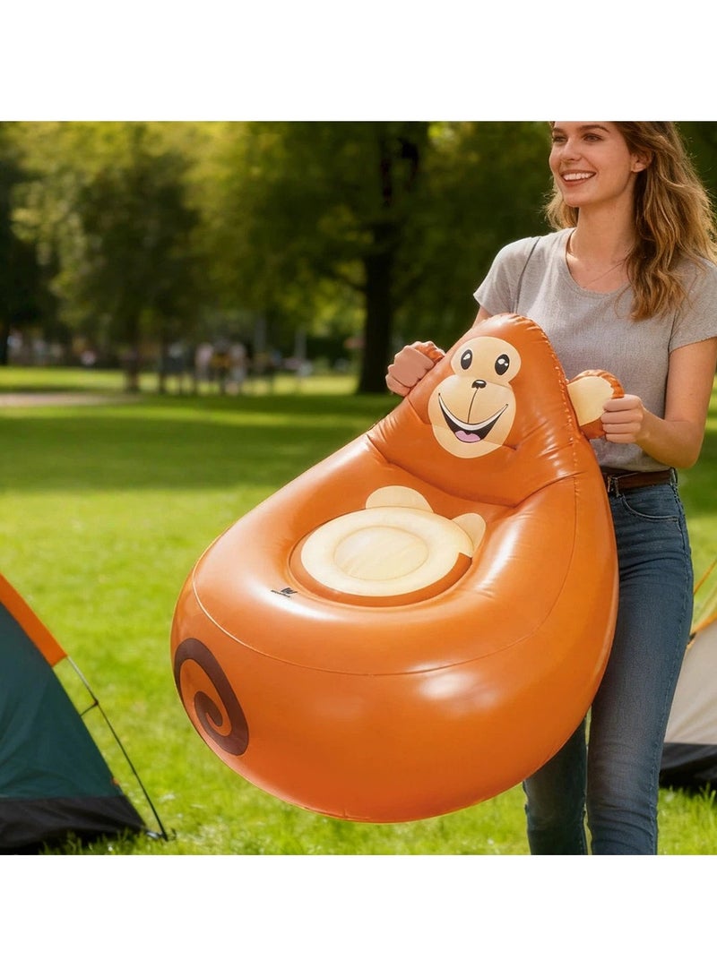 general Monkey Inflatable Lazy Sofa - Thickened Wear-Resistant Leakproof Lounge Chair Foldable Comfort for Home Bedroom Balcony - Image 2